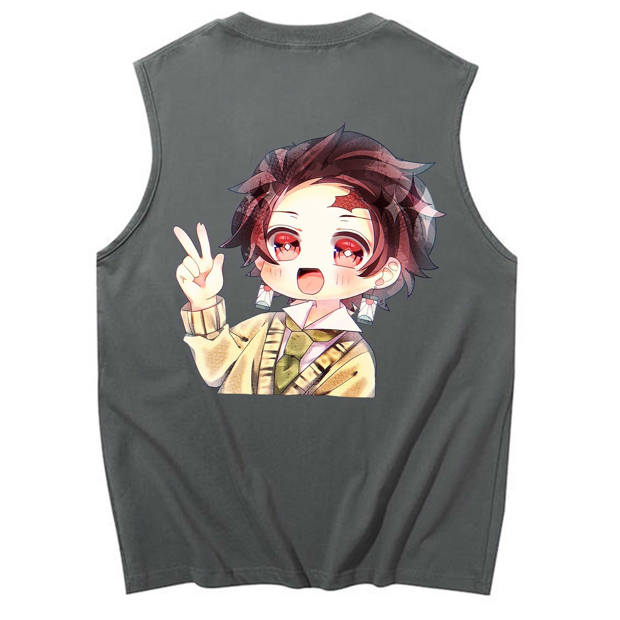 （画像用） 鬼滅の刃 竈門 炭治郎／かまど たんじろう Kamado Tanjirou コットン100％タンクトップ（背面プリント）